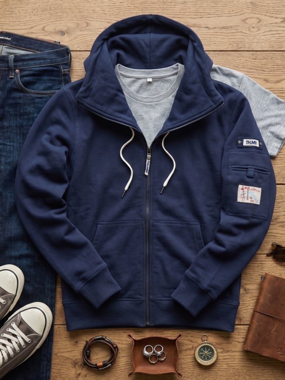 Thumb United The Casey Fleece Full-Zip Hoodie - Navy